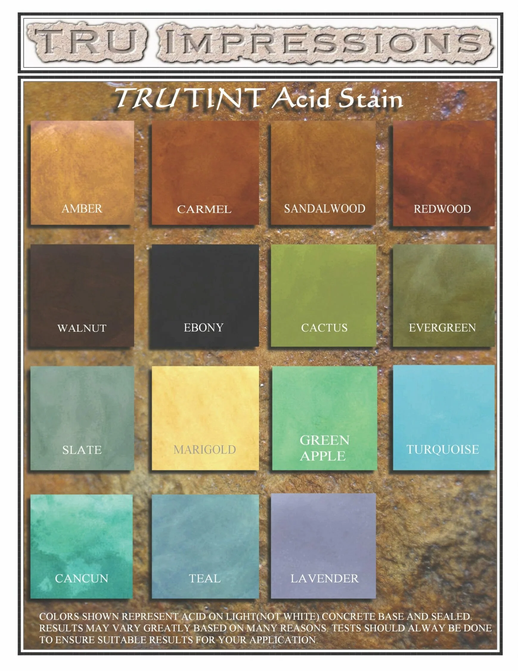 Acid Stain for Concrete - Tru Tint (4oz Sample Bottles) - Image 2