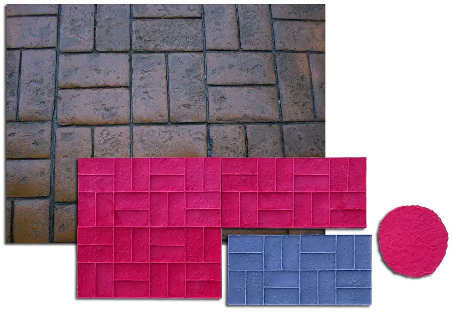 Brick Concrete Stamps - Worn Brick Basketweave