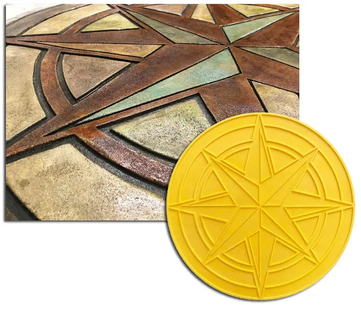 Concrete Accent Stamp Mat - 48" Compass Celestial North Star