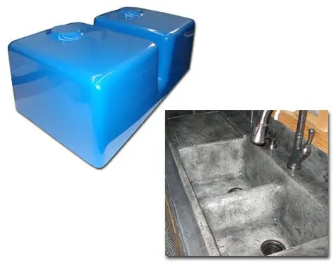 Concrete Sink Mold SDP-38 Kitchen Double Basin (30"x16.25"x9.75")