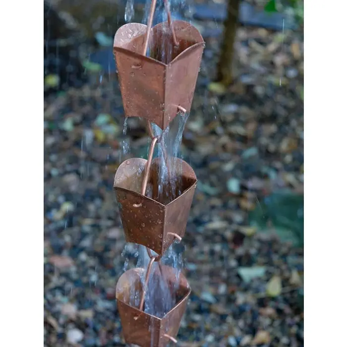 Rain Chain Tulip Cups- Unfinished Copper - Image 3
