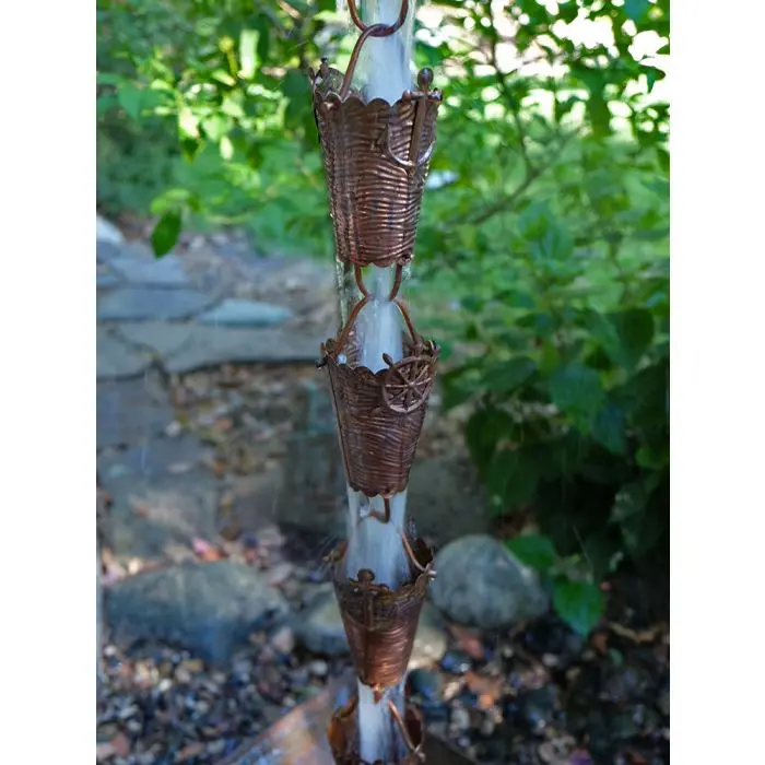 Rain Chain Nautical Cups Pure Unfinished Copper - Image 3