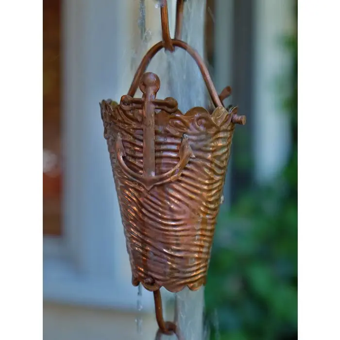 Rain Chain Nautical Cups Pure Unfinished Copper - Image 4