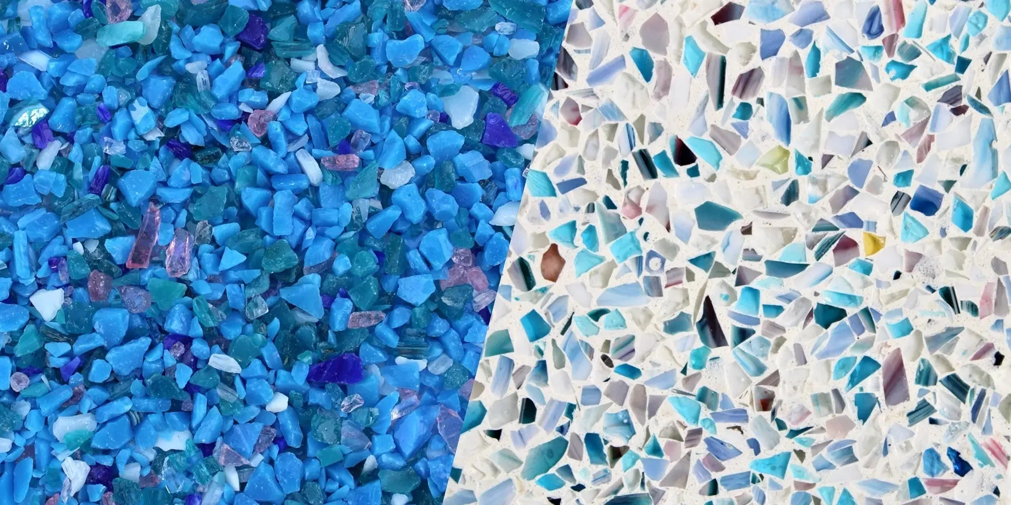Decorative Crushed Aggregate for Concrete - Aqua Blue Blend