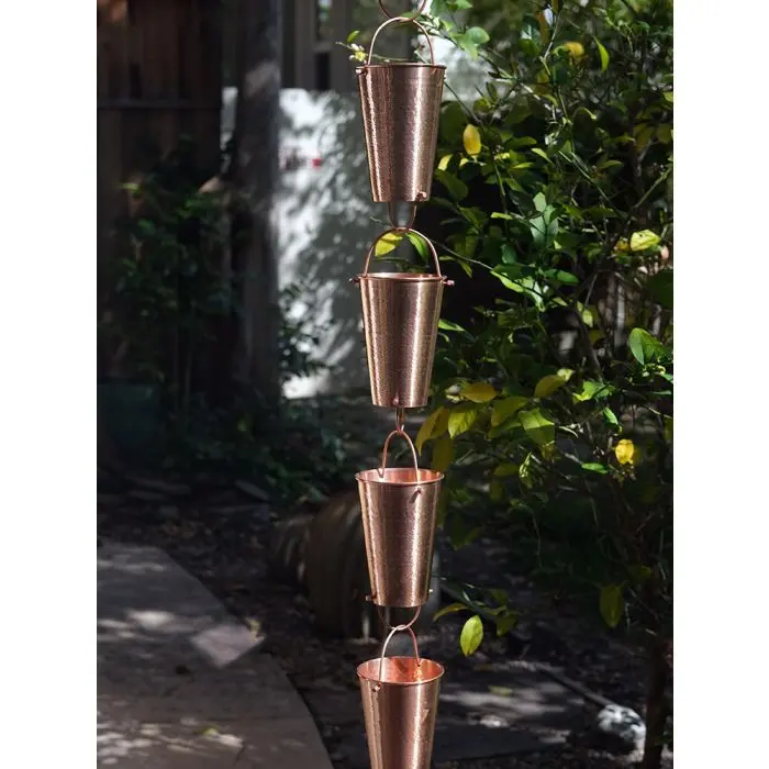 Large Copper Buckets Rain Chain - Image 2