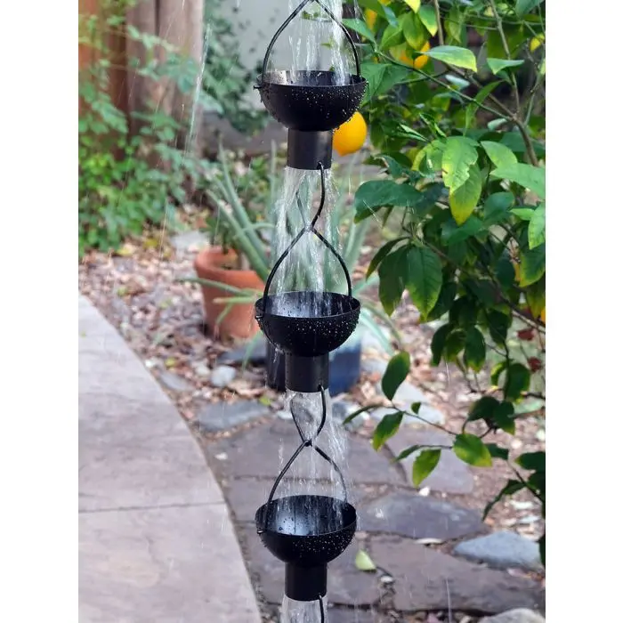 Rain Chain Modern Flower Cup Black Power Coat - Image 2