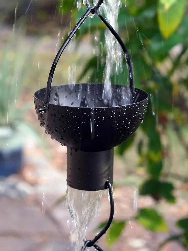 Rain Chain Modern Flower Cup Black Power Coat - Image 3