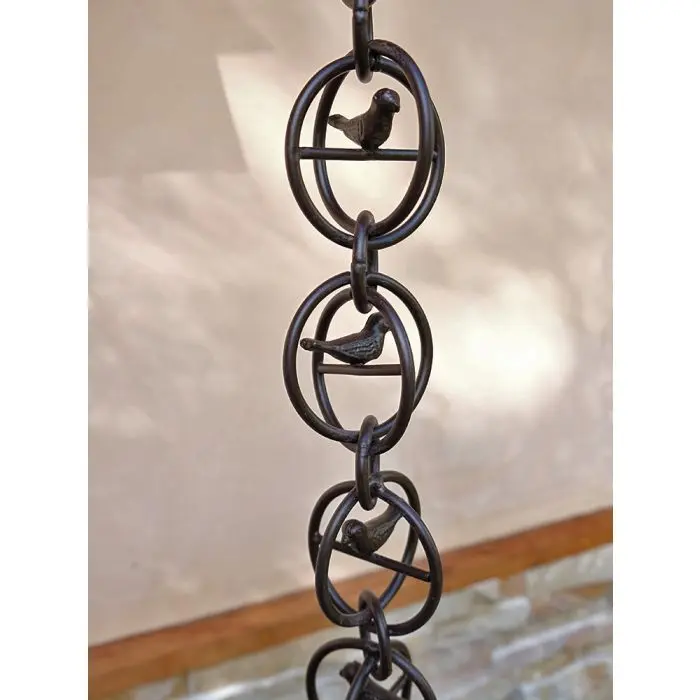 Rain Chain Aluminum Bird in a Cage- Bronze Powder Coated