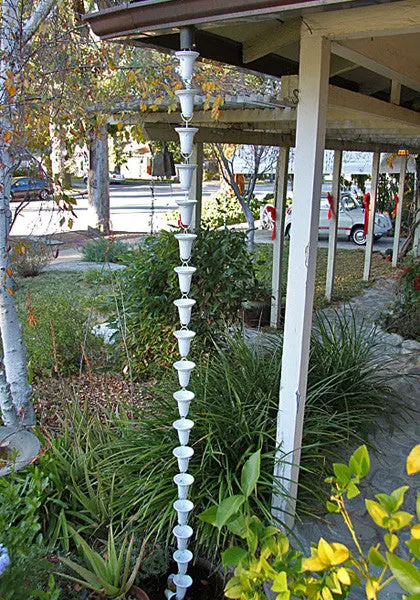 Rain Chain Flared Cup - Aluminum, White - Image 3