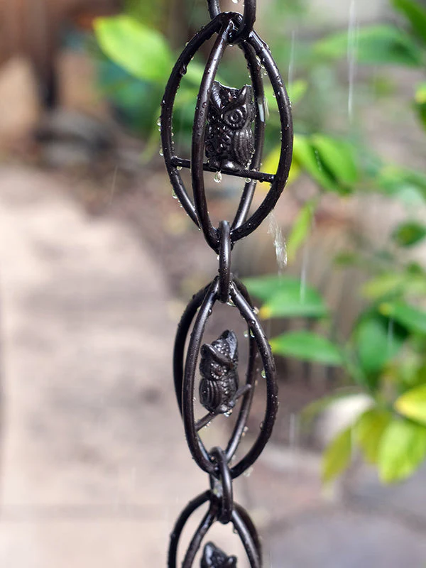 Rain Chain Aluminum Owls - Bronze powdercoat