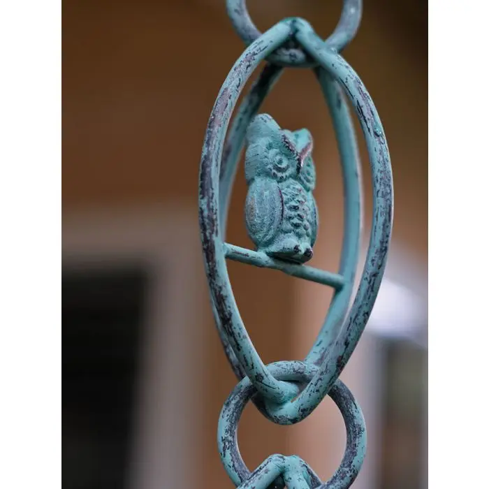 Rain Chain Aluminum Owls - Antique Patina - Image 2