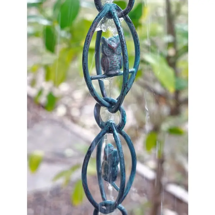 Rain Chain Aluminum Owls - Antique Patina - Image 4
