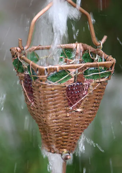Rain Chain Basket and Glass Copper Cups - Image 2