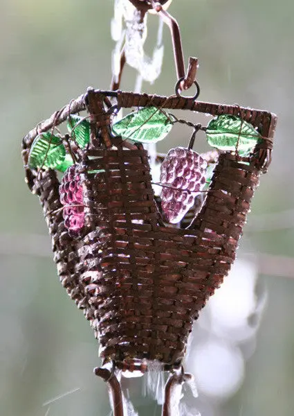 Rain Chain Basket and Glass Copper Cups - Image 3