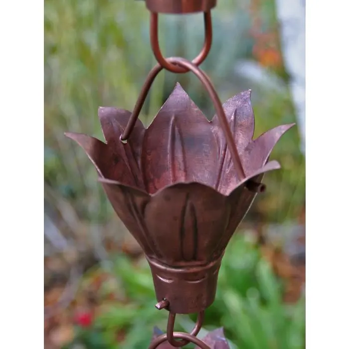 Rain Chain Bluebell Cups Pure Unfinished Copper RainChain