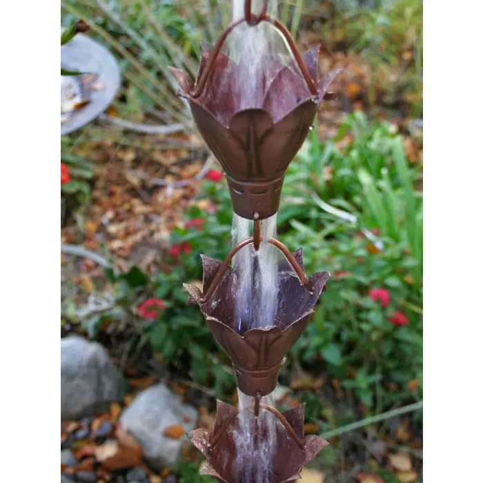 Rain Chain Bluebell Cups Pure Unfinished Copper RainChain - Image 2