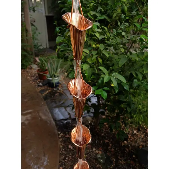 Rain Chain Cala Lily Copper Cups - Image 4