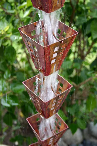 Rain Chain Copper Arts and Crafts Square Cups