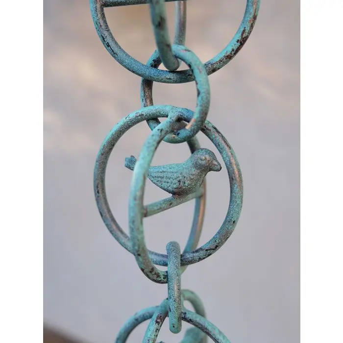 Rain Chain Copper Bird in a Cage- Patina - Image 2