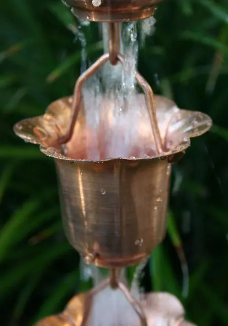 Rain Chain Copper Flower Cup - Image 2