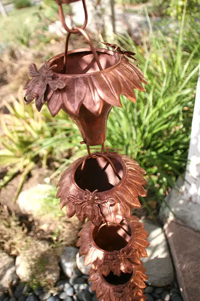 Rain Chain Copper Sunflower and Honey Bees - Image 2