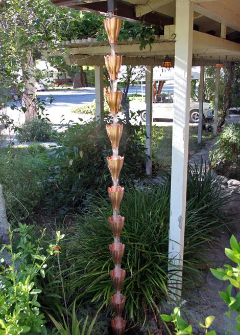 Rain Chain XL Scallop Cup in Copper - Image 3