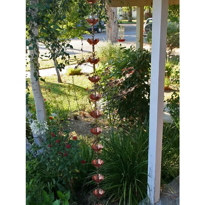 Rain Chain Double Lotus Copper and Brass - Image 3