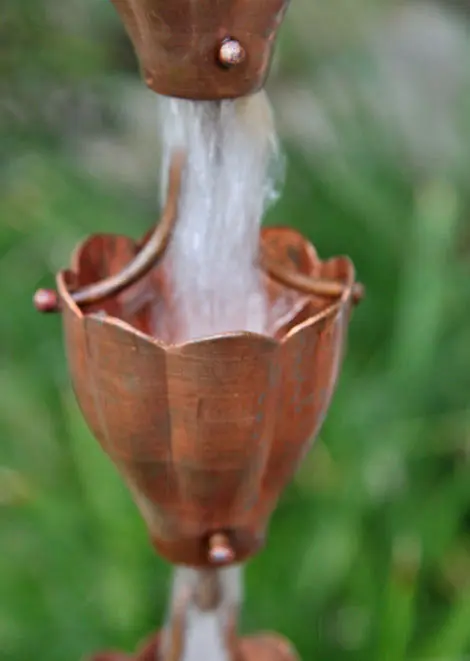 Rain Chain Fluted Copper Cups - Image 2