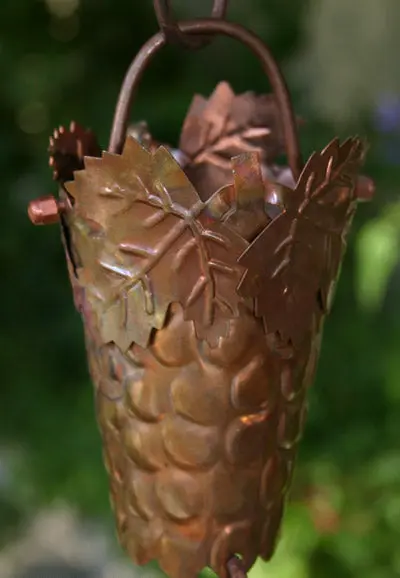 Rain Chain Grape & Leaf Copper Rainchain - Image 3