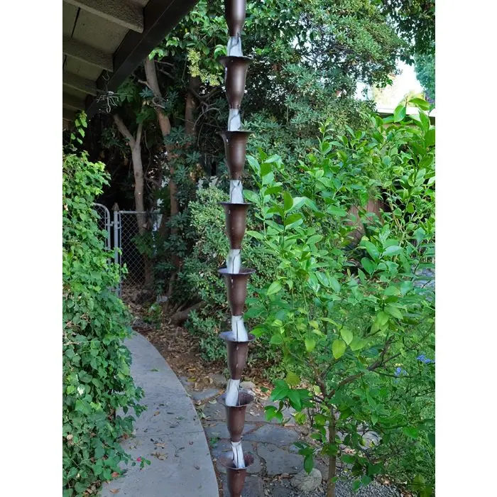 Rain Chain Honeysuckle Power Coated Bronze Cups - Image 3