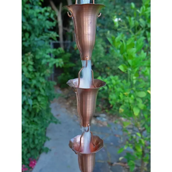 Rain Chain Honeysuckle Unfinished Copper Cups - Image 2