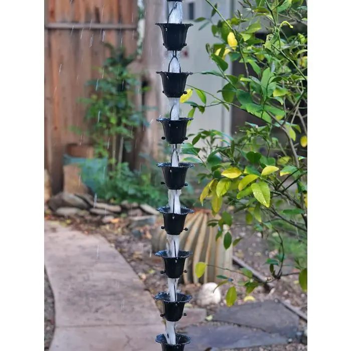 Rain Chain Flower Cups in Black - Image 5