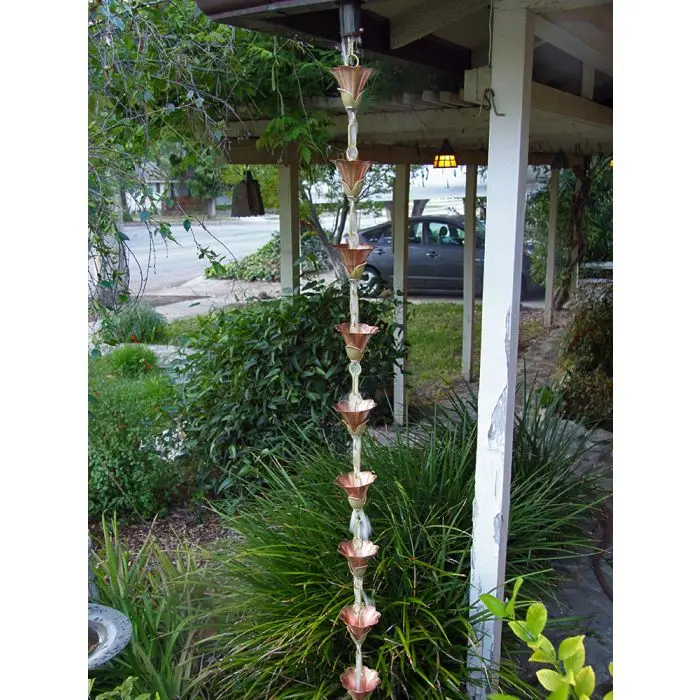 Rain Chain Copper Flower Kanji Cups #1 - Image 3
