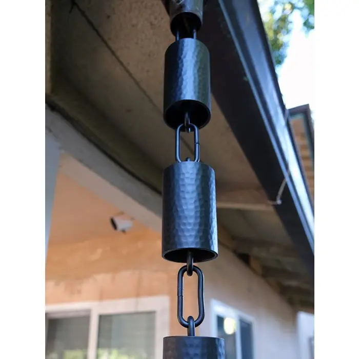 Rain Chain Kenchiku Black Hammered Round Cups - Image 2