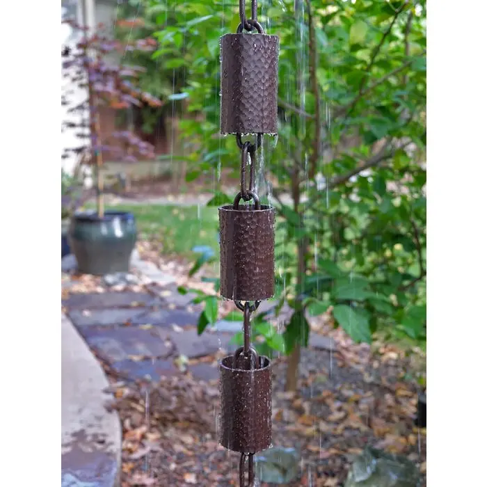 Rain Chain Kenchiku Bronze Hammered Round Cups - Image 2