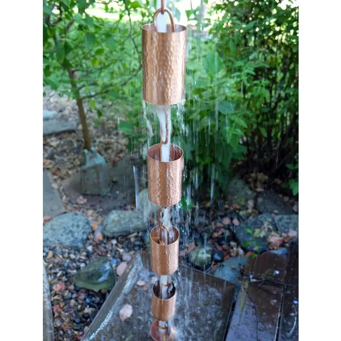 Rain Chain Kenchiku Unfinished Hammered Copper Cups - Image 4