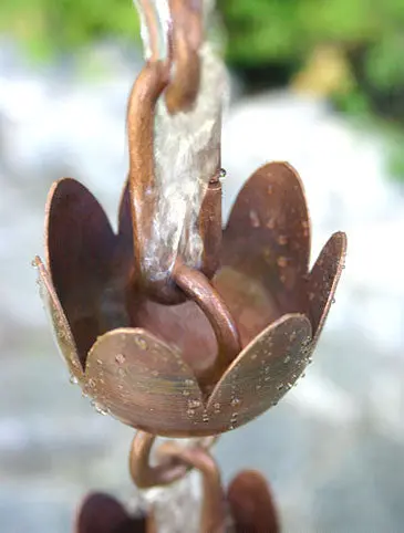 Rain Chain Lily Flower Copper Cups - Image 2