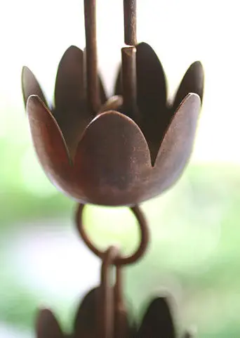 Rain Chain Lily Flower Copper Cups - Image 3