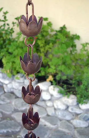 Rain Chain Lily Flower Copper Cups - Image 4