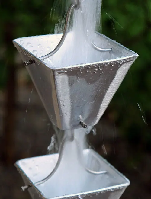 Rain Chain Medium Square Cups - Aluminum - Image 2