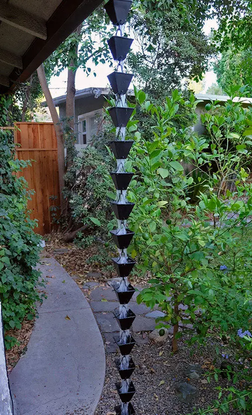 Rain Chain Medium Square Cups - Black - Image 3