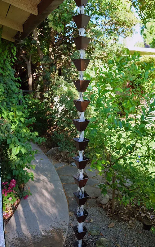 Rain Chain Medium Square Cups - Bronze - Image 3