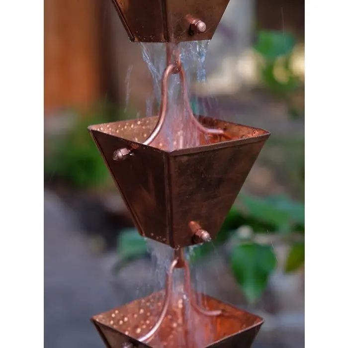 Rain Chain Medium Square Cups - Copper - Image 2