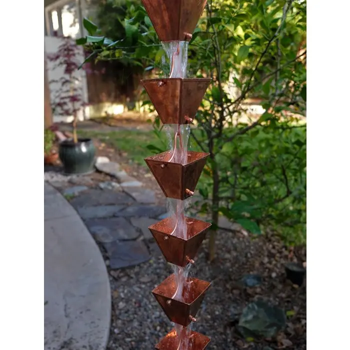 Rain Chain Medium Square Cups - Copper - Image 3
