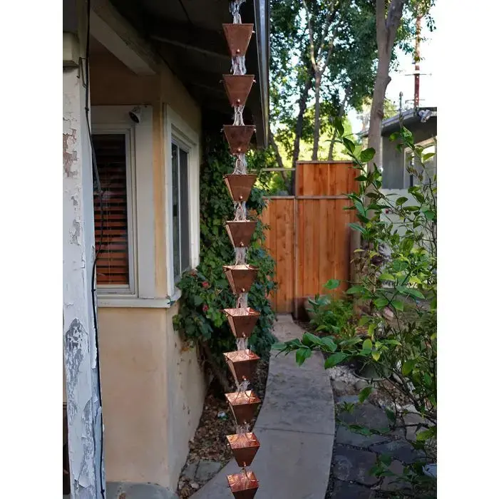 Rain Chain Medium Square Cups - Copper - Image 4