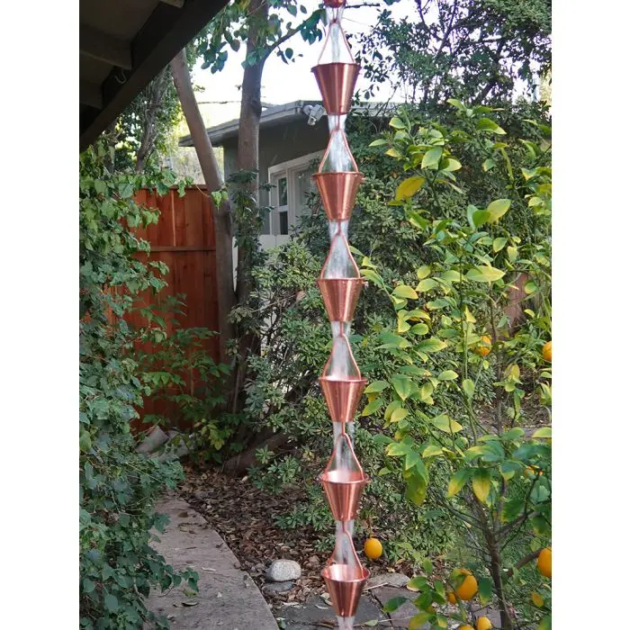 Rain Chain Copper Plated Steel Smooth Cups - Image 2