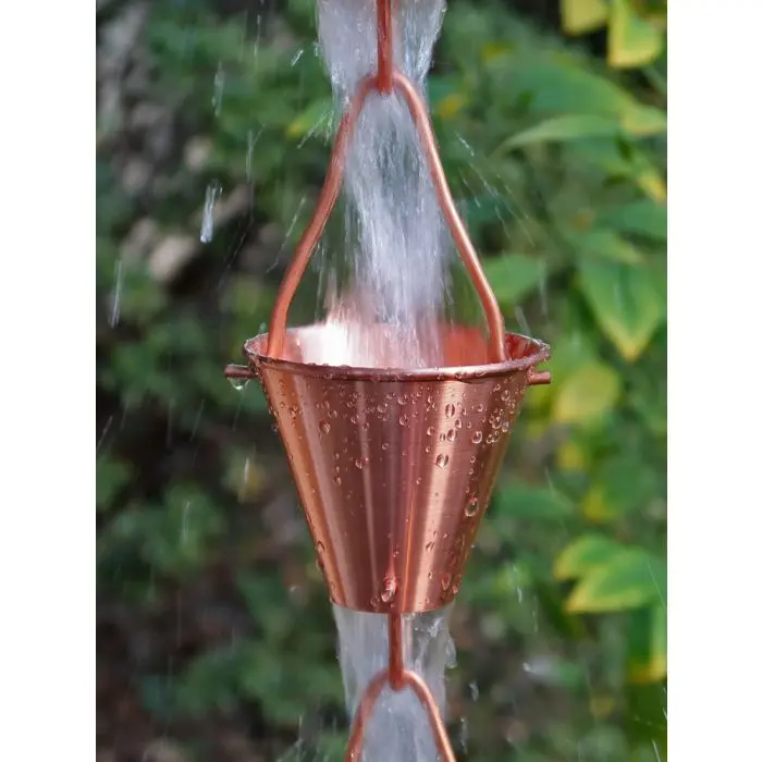 Rain Chain Copper Plated Steel Smooth Cups - Image 3