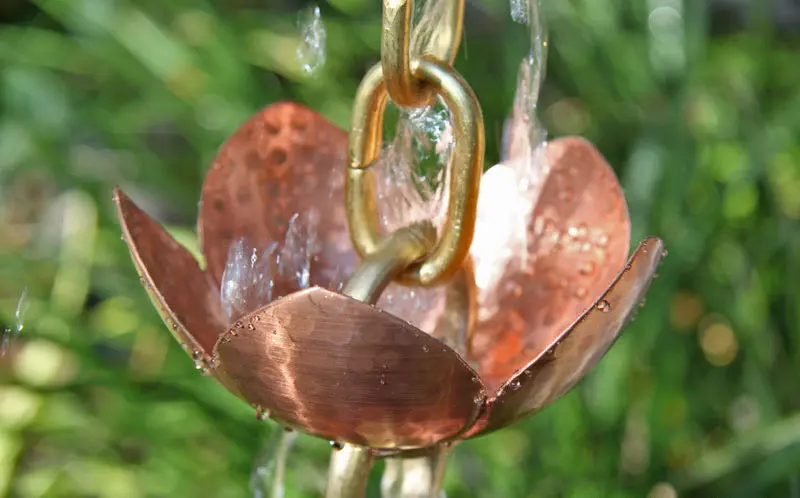 Rain Chain Tara Flower Copper & Brass Cups