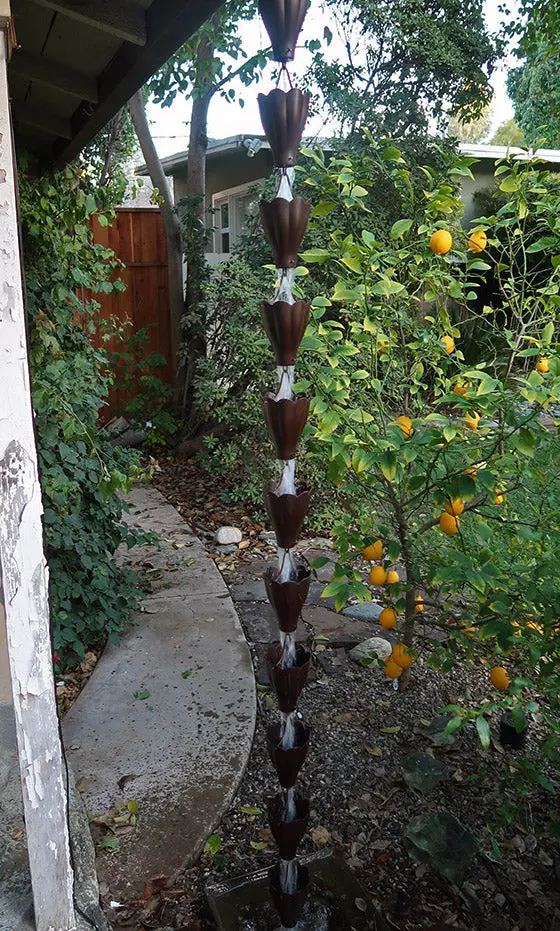Rain Chain XL Scallop Cup in Bronze Powdercoat - Image 3