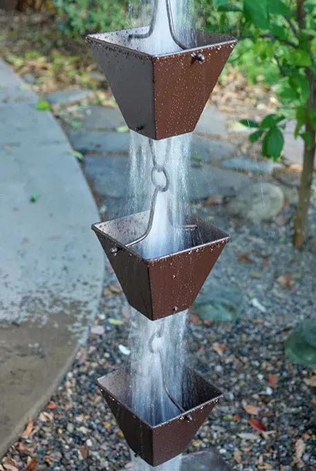 Rain Chain XL Square Cup - Bronze - Image 2